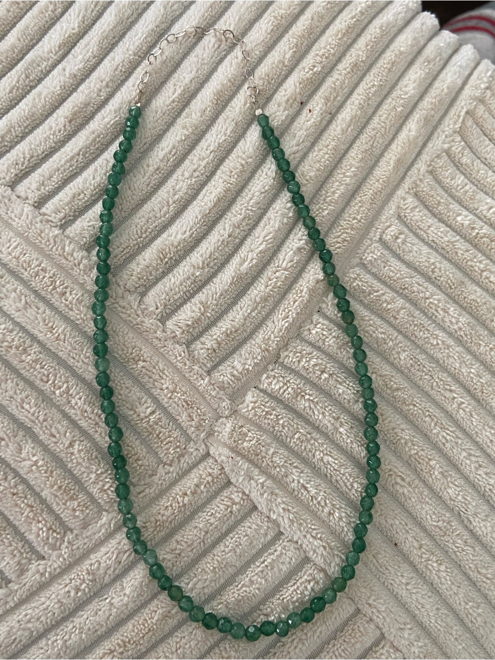Tourmaline Green Faceted Bead Necklace for Women and 925 silver clasp